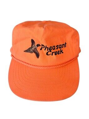 Vintage Blaze Orange Pheasant Embroidered Bird Cap Snap Back